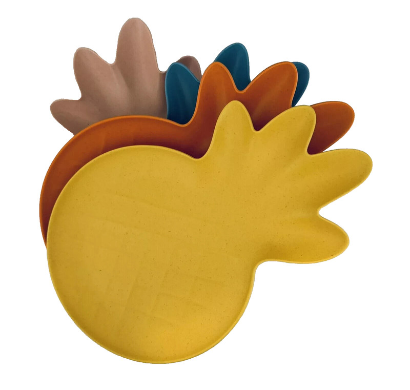 Sun Squad Melamine Four Pineapple Shape Dinner Plates Orange Pink Blue Yellow m2 gallery