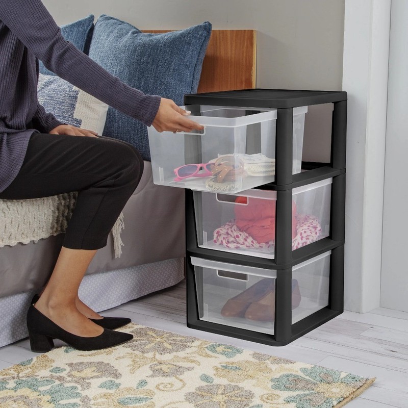 Medium 3 Drawer Tower, Easy to Assemble with Removable Clear Plastic Storage gallery