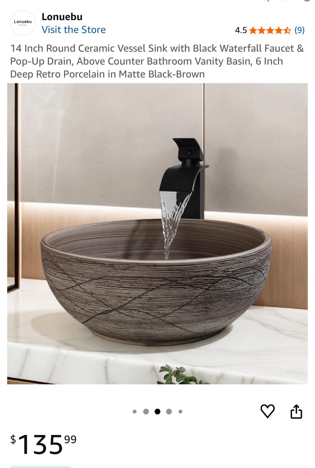 Bathroom Ceramic Basin Bowl Vanity Vessel Sink & Black Mixer Faucet Deck Mounted gallery
