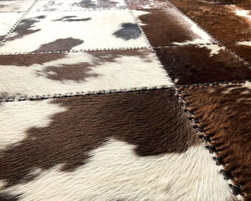 HANDMADE Natural Cowhide Rug | Patchwork Area Rug | Real Hair on Leather gallery