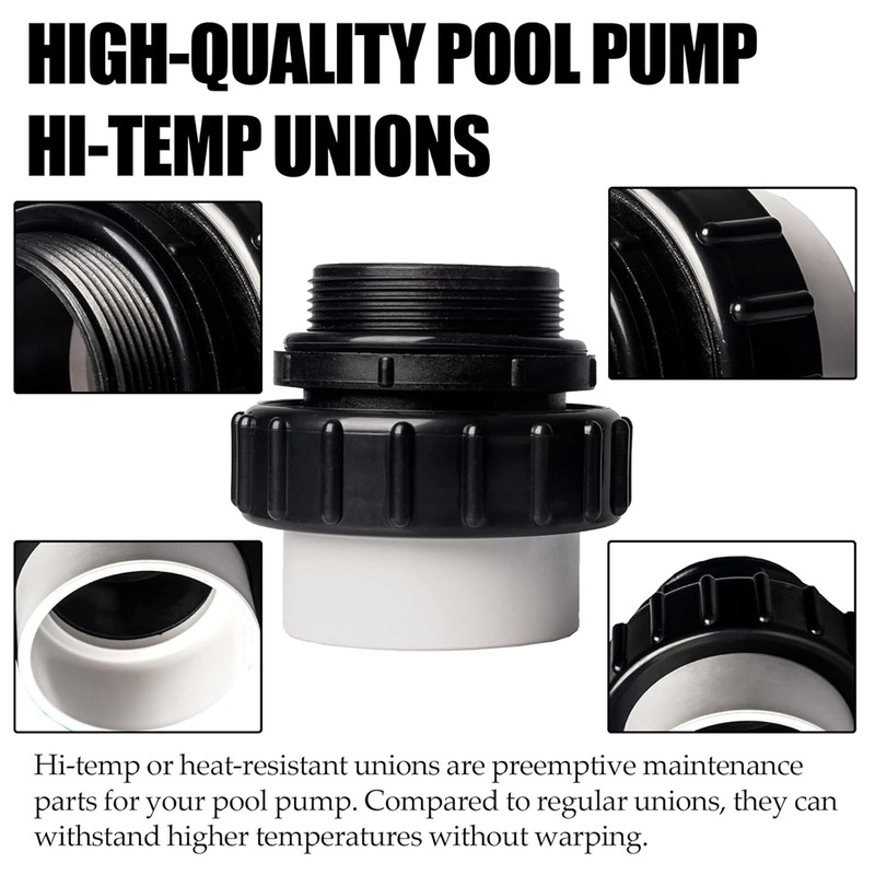 4 PACK Hi-Temp Union Pool Pump 2" MPT x 2" Slip PVC For IntelliFlo WhisperFlo gallery