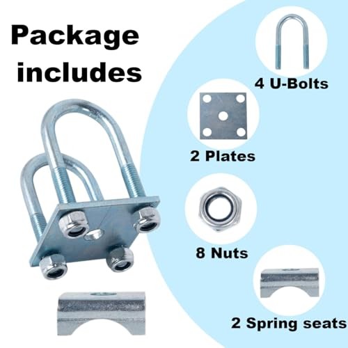 2 Pack U Bolt Mounting & Plate Kit for 6,000 lb / 7,000 lb Trailer Axle (for gallery