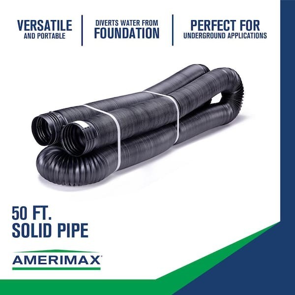50 ft. Length Copolymer Solid Drain Pipe, Black FLEX Drain 4 in. Dia. Flexible gallery