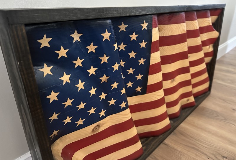 Solid Wood American Flag | Weighs 34 Pounds I ~40.5" x 21" x 3.5" I Unique gallery