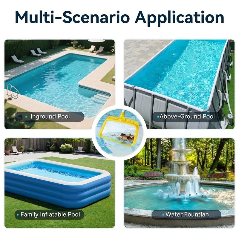 Professional Pool Skimmer Net with Yellow Frame & 30-Mesh - Heavy Duty Deep Leaf gallery