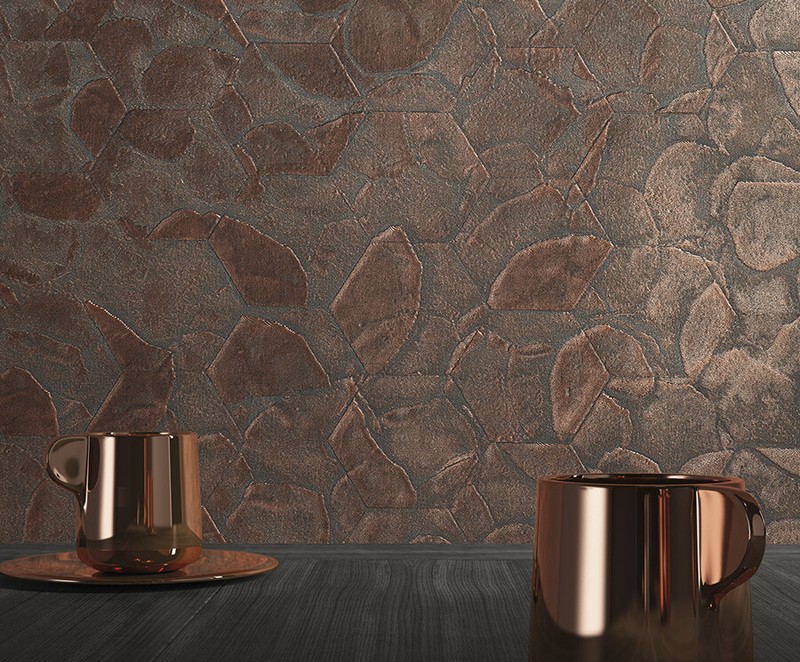Distressed copper gray bronze metallic faux plaster rocks Textured 3D wallpaper gallery