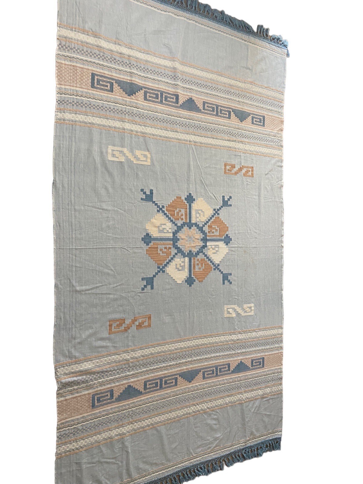 Native Woven Tablecloth Fringed American Tapestry Design 110” x 62” Rectangle gallery