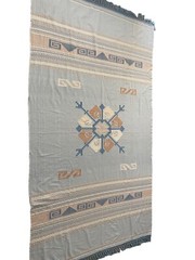 Native Woven Tablecloth Fringed American Tapestry Design 110” x 62” Rectangle