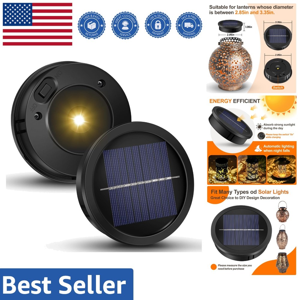 High-Efficiency Solar Light Replacement Tops - 3.35in Lantern Inserts, Warm LED