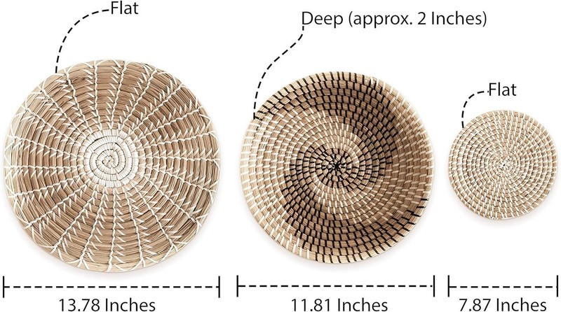 Unique Handmade Seagrass Wall Baskets - Decorative Trays Set of 3 for All Rooms gallery