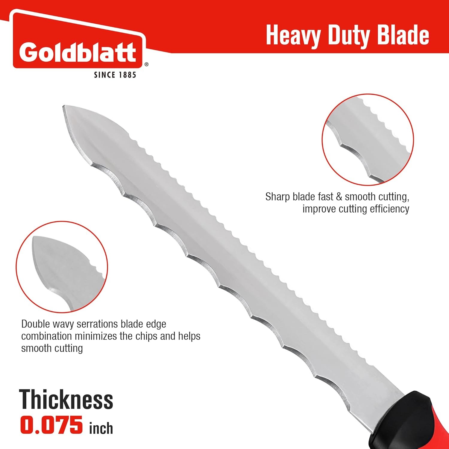 Goldblatt Insulation Knife, 8 Inch Stainless Steel Blade - Serrated Sharp Double gallery