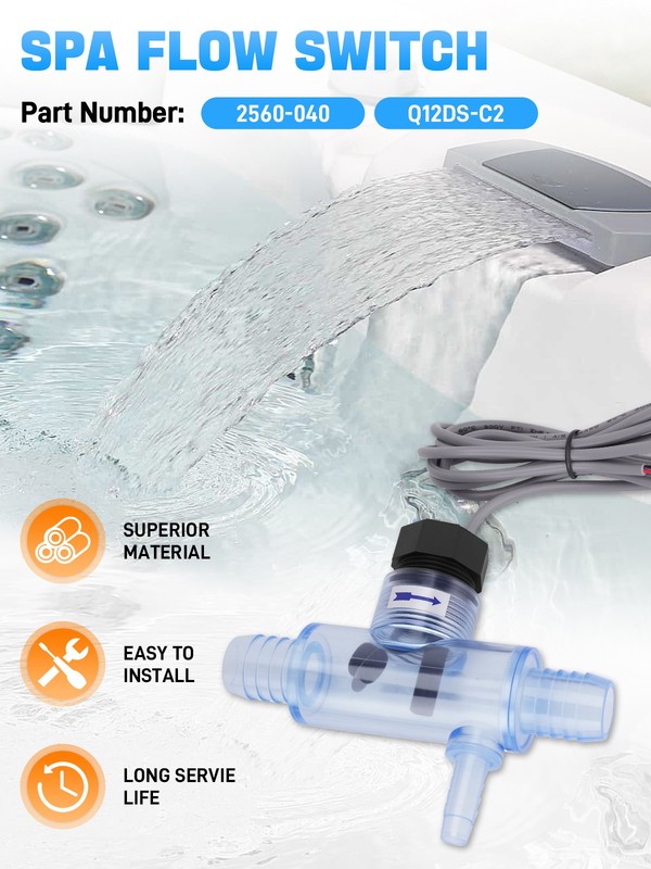 2560-040 Pool Flow Switch W/Tee & Cable For Sundance Spas Jacuzzi Spas Q-12DS-C2 gallery