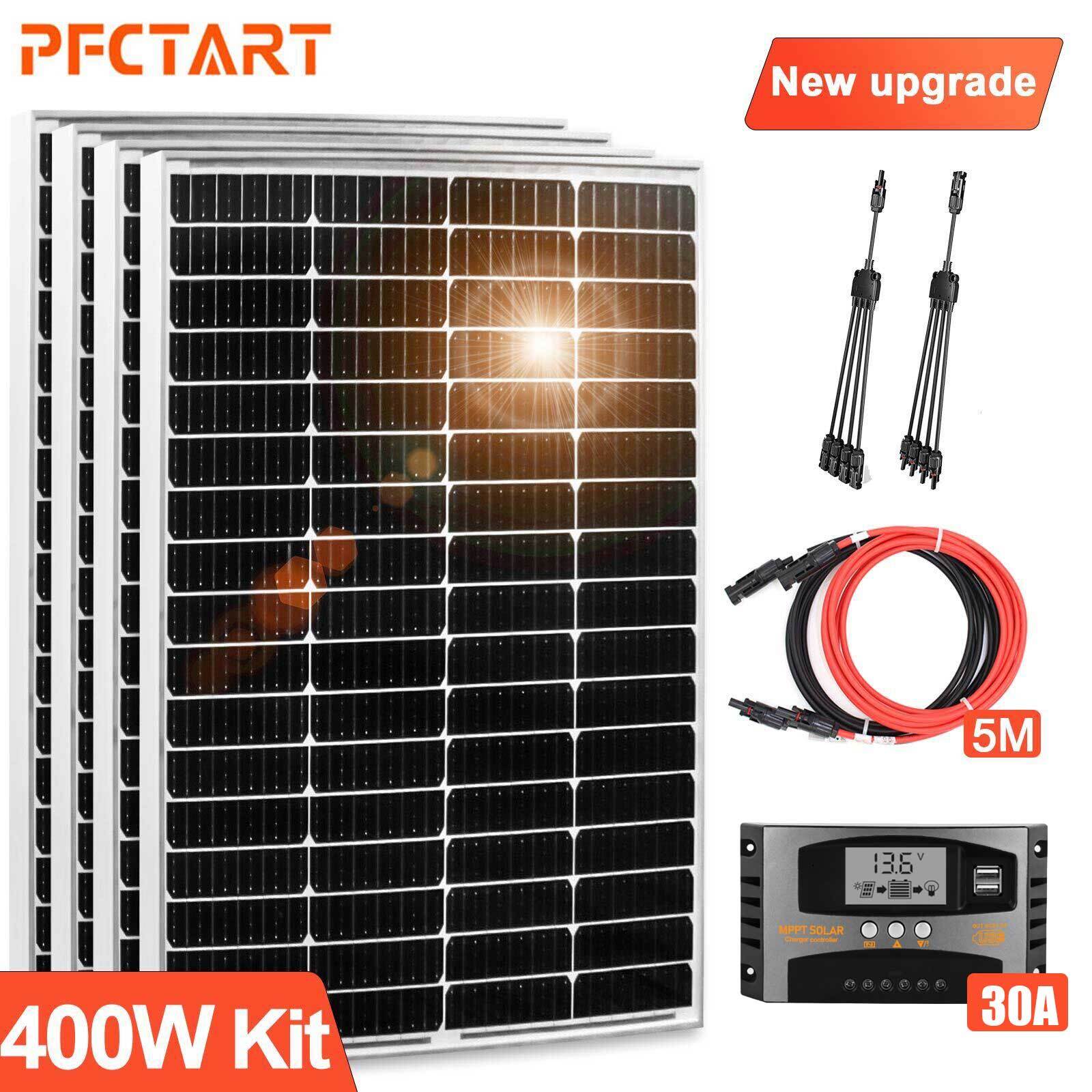 100W Monocrystalline Solar Panel Kit MPPT Charger Controller Off Grid RV Boat gallery