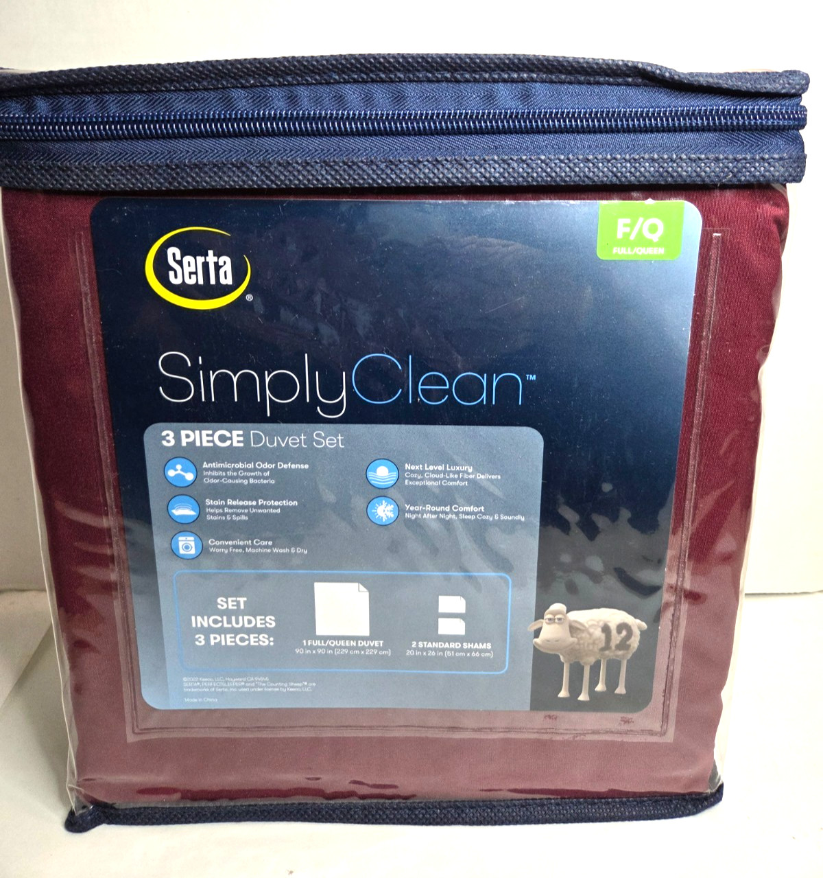 Serta Simply Clean 3 Piece Light Red Maroon Duvet Set Full/Queen gallery