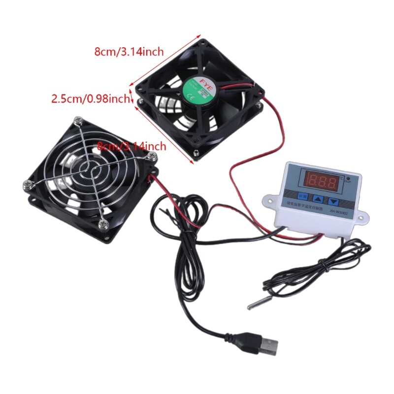 USB Powered 80mm Quiet Cabinets Cooling Fan Adjustable Thermostat Control gallery