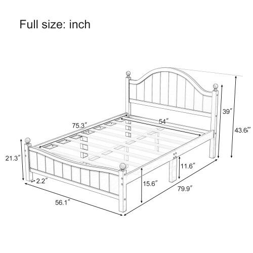 Full/Queen/King Size Platform Bed Solid Wood Bed Frames w/ Headboard & Footboard gallery