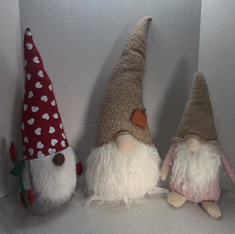 Gnomes Spring Summer Fall Plush Decorations Set of 3 - 20”, 22”, 15” gallery