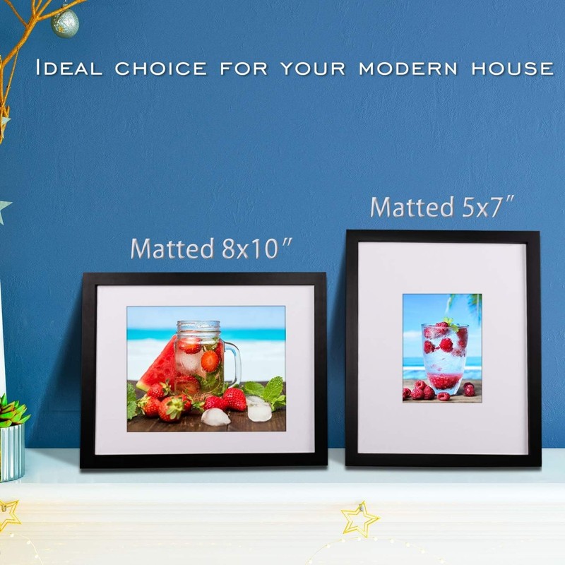 Black Solid Wood Picture Frames 4 PCS - 11x14 & 5x7 for Table or Wall Display gallery