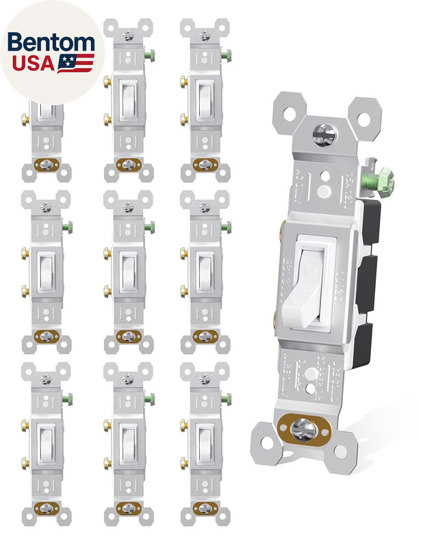 15 Amp Single Pole Quiet Indoor Toggle Switch Self-Grounding on Off, Residential gallery