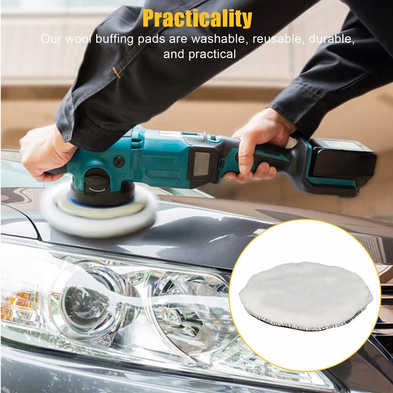5PCS 6" Buffing Polishing Pad Wool Wheel Mop Kit Fit Car Polisher Drill Adapter gallery