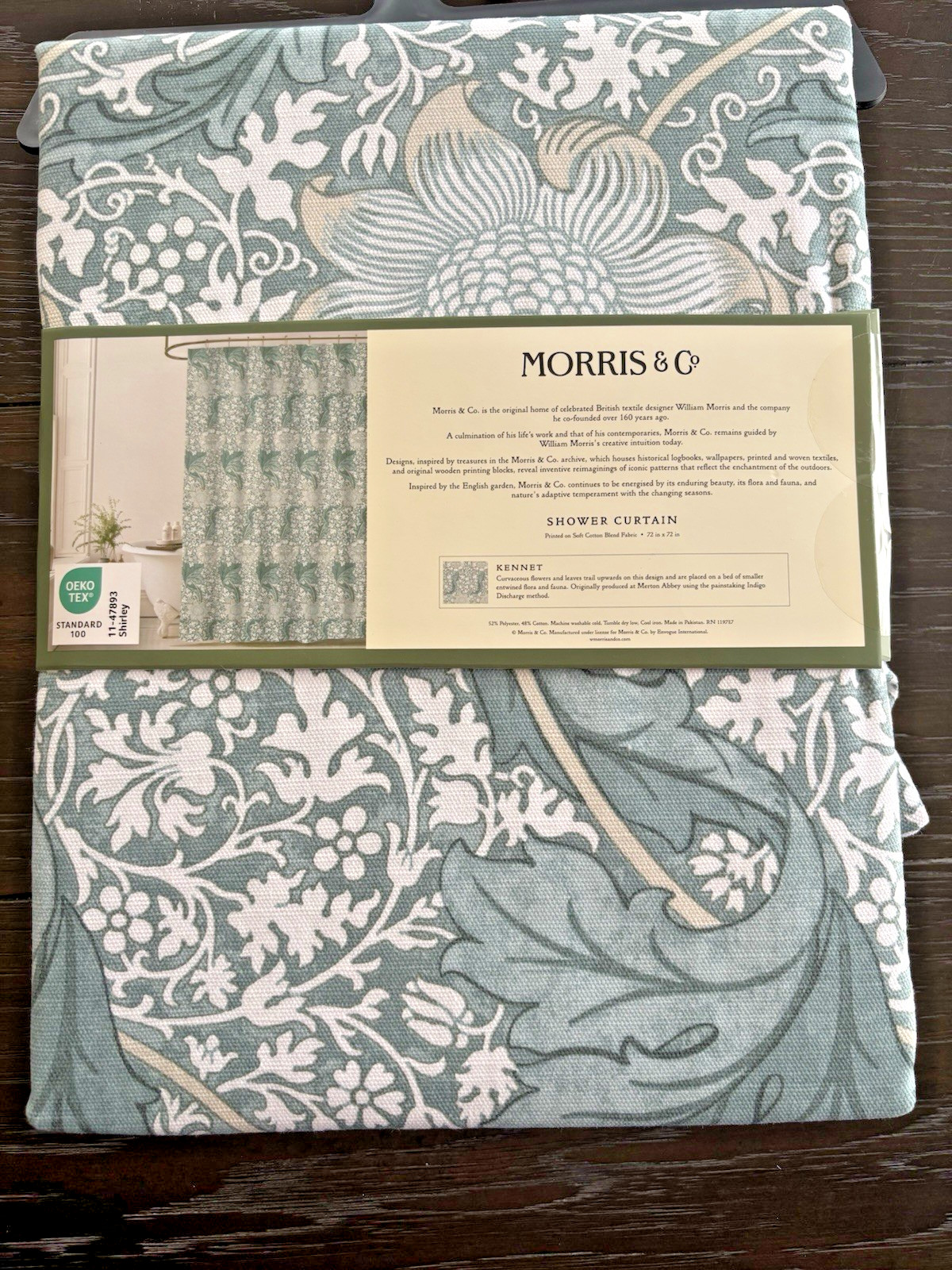 Morris & Co Kennet Floral Cotton Blend Fabric Shower Curtain 72"x 72" gallery