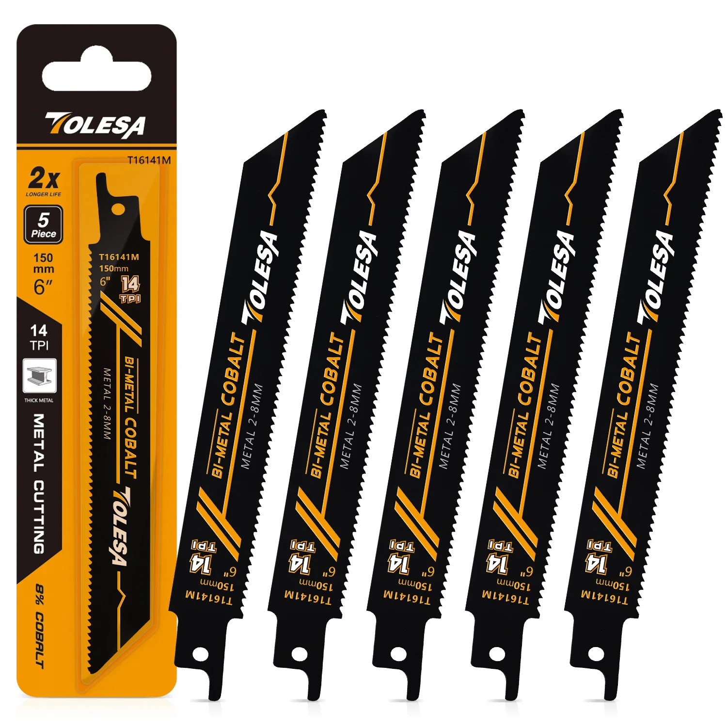 5PCS Heavy Metal Cutting Reciprocating Saw Blades 6In/9In 14TPI Cast-Iron Bi-Met gallery
