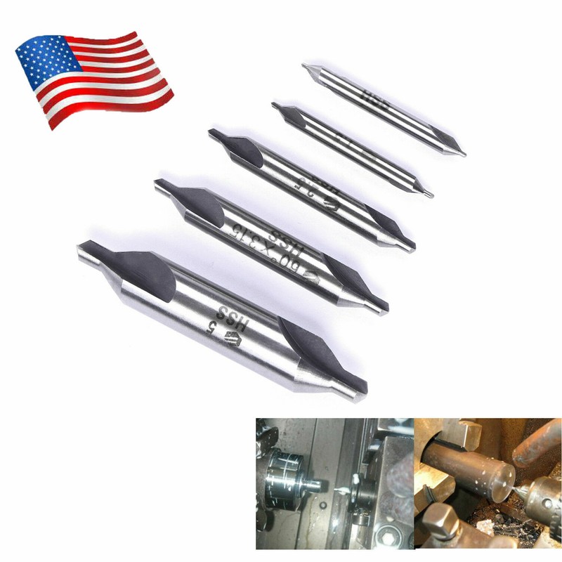 5Pc Combined Center Drill Bit Set Premium HSS Countersink #1, #2, #3, #4 and #5 gallery