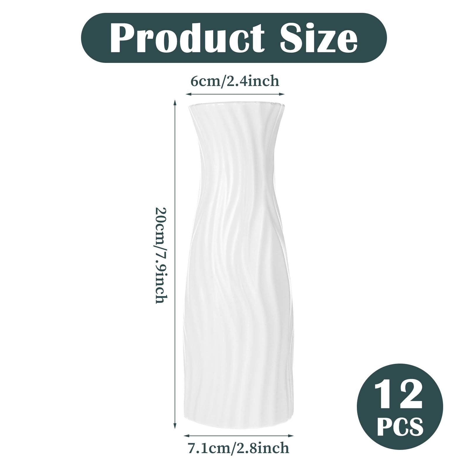 White Tall Conic Composite Plastic Floral Vase Unbreakable Centerpieces 12 PCS gallery