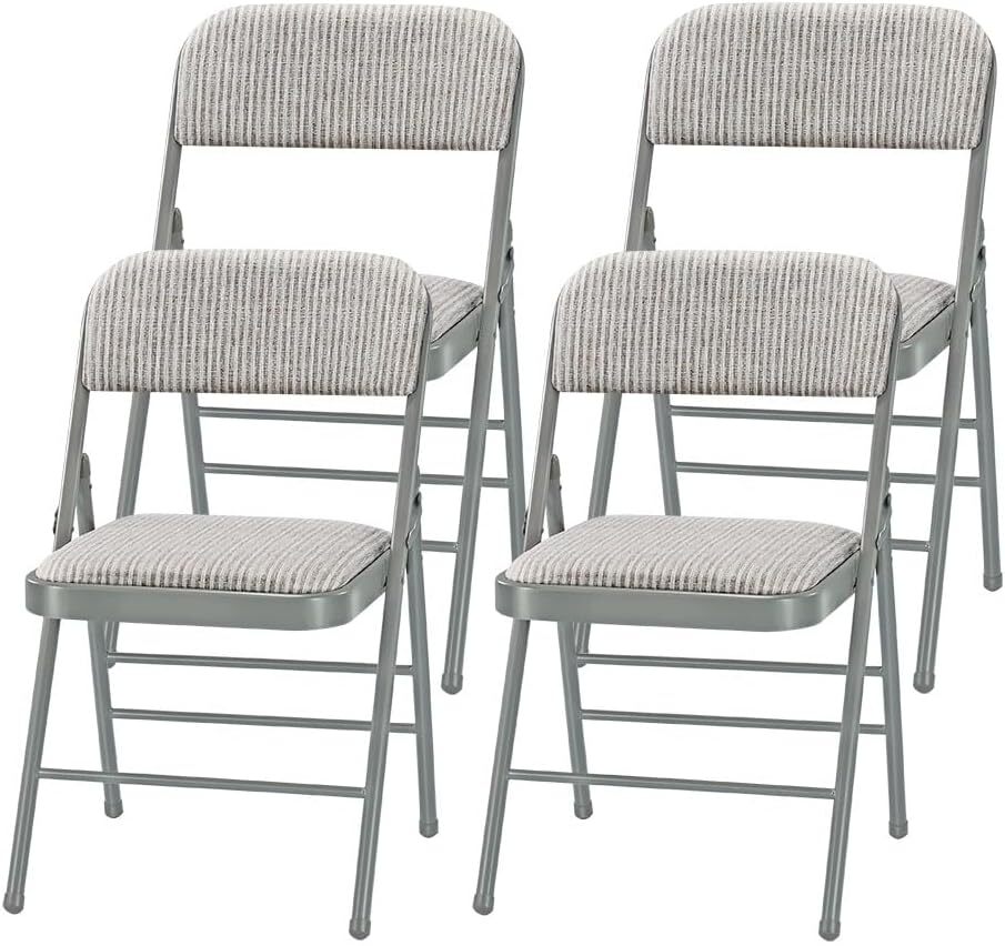 Fabric White Steel Frame Padded Folding Chair(4 PACK) gallery