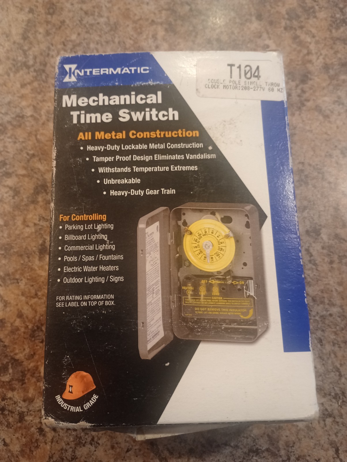 Intermatic T104R 24 Hour Mechanical Timer Switch - 208–277 VAC, DPST, Type 3R gallery