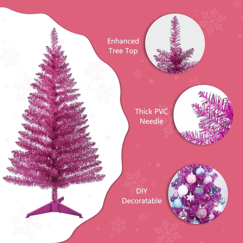 4ft Lighted Artificial Mini Christmas Tree with 50 Light Pink Small Xmas Tree gallery