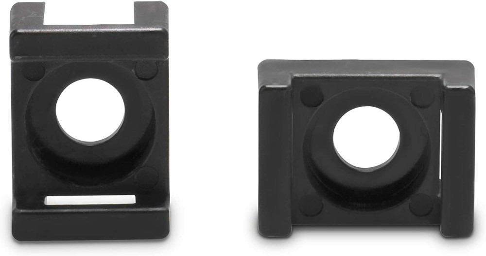 Cable Tie Mounting Base - Black - Mount Saddle Type Wire Holder - 50 Pack