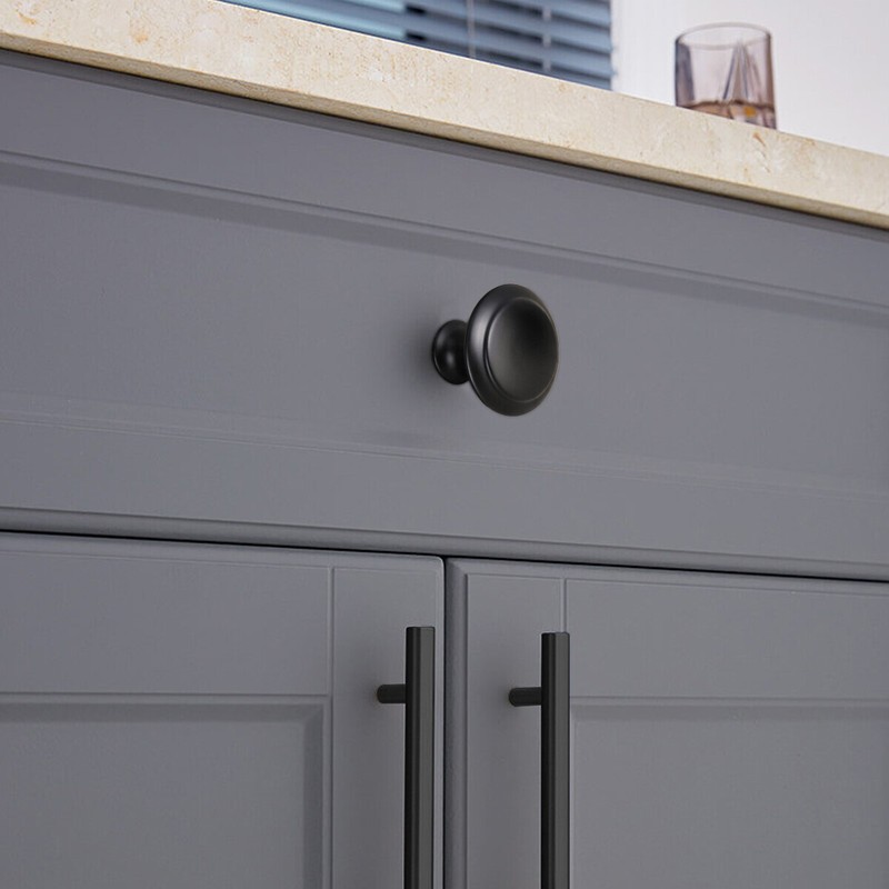 10/20 x Cabinet Knobs Matte Black Stainless Steel Kitchen Bathroom Cabinet Pulls gallery