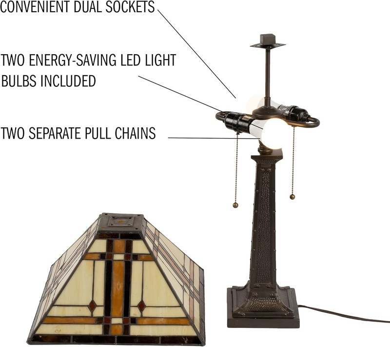 Energy Efficient Mission-Style Table Lamp with 2 LED Bulbs gallery