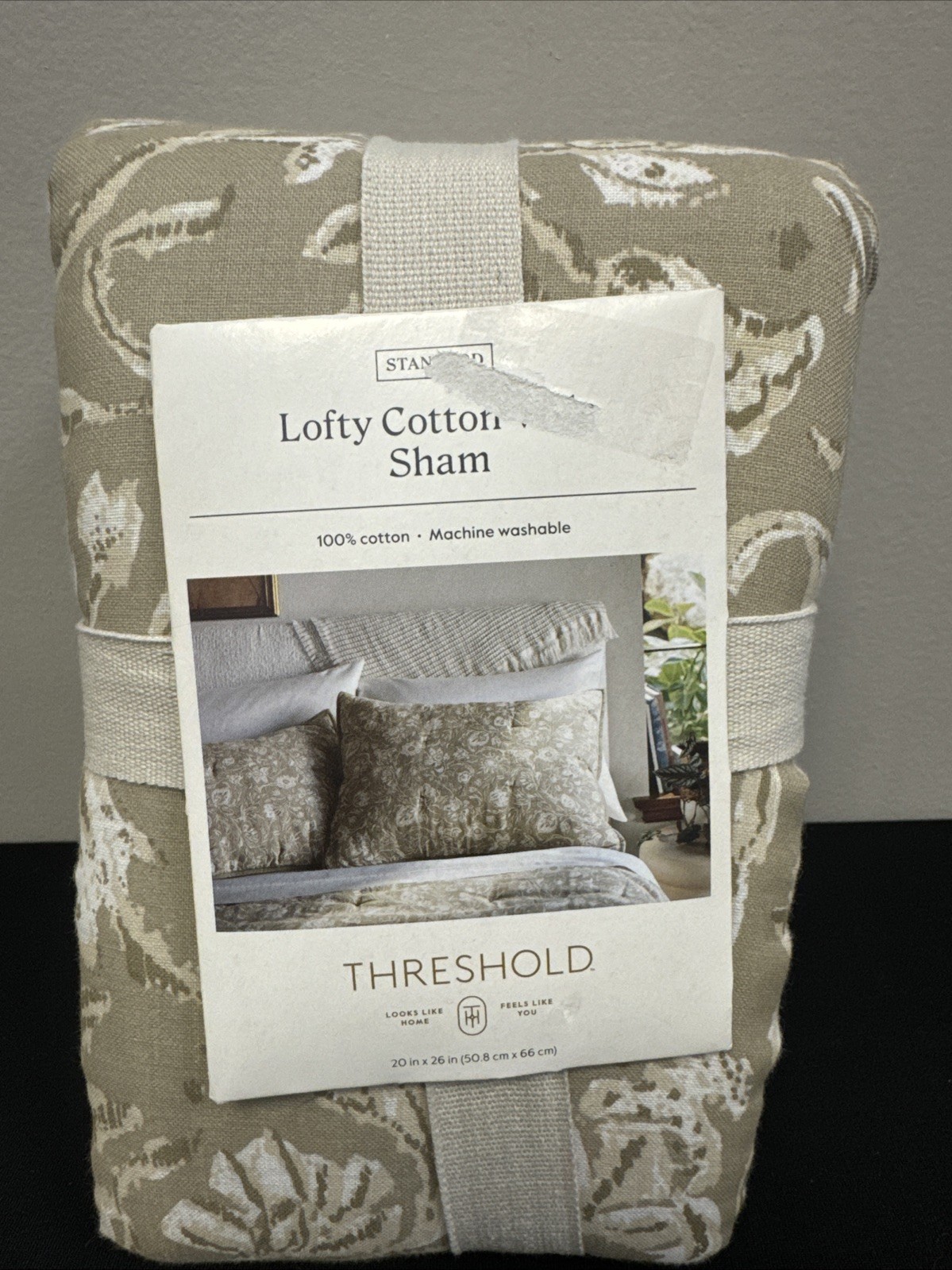 Threshold Standard Floral Voile Lofty Cotton Pillow Sham Beige gallery