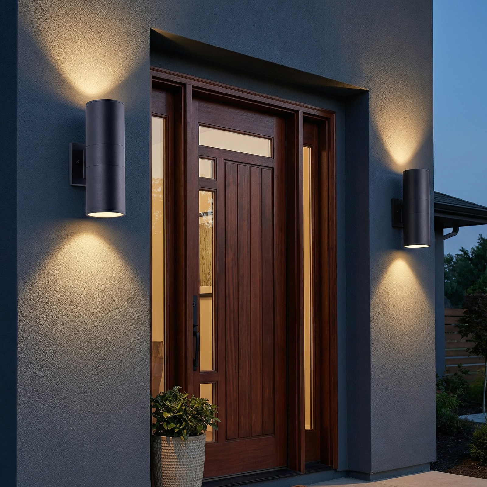 2 Pack 12'' Outdoor Wall LED Light Modern Black Porch Sconce Mount Metal Fixture gallery