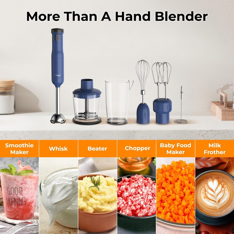 6-in-1 Multi-Speed Cordless Rechargeable Immersion Hand Blender, Heavy Duty M... gallery