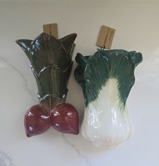 Creative Co-op Embossed Cabbage Radish Shaped Wall Vase Planters Set Of Two New