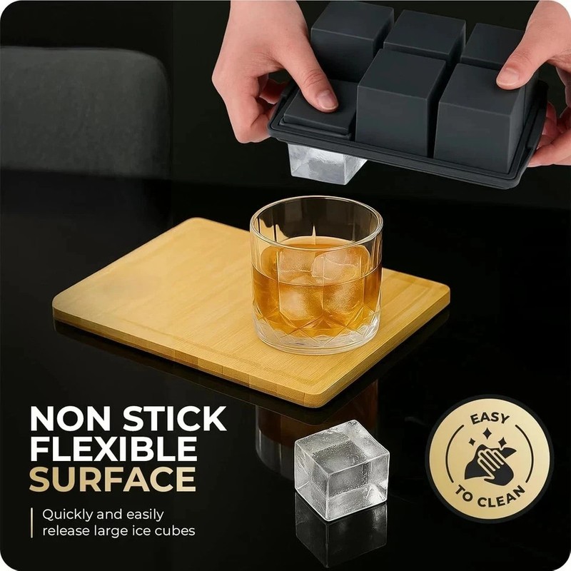 2 Pack 2 Inch Large Silicone Ice Cube Trays Square Ice Cube Molds for Whiskey gallery