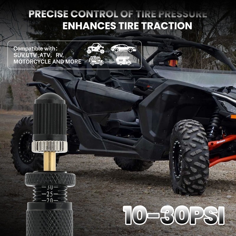 4Pcs Screw-on Auto-Stop Tire Deflator Tyre Air Adjustable 10-30 PSI 4x4 offroad gallery