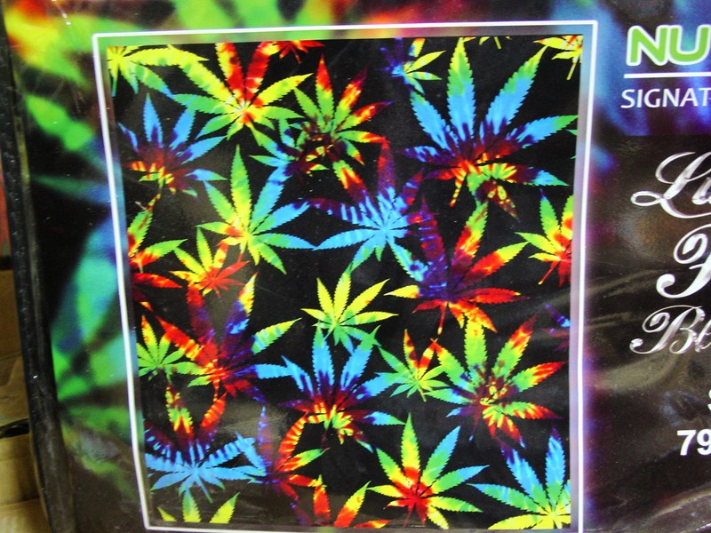 TYE DYE MARIJUANA LEAVES LEAF WEED CANNABIS POT QUEEN SIZE BLANKET gallery