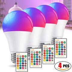 4pcs Remote Control Color Changing Light RGB LED Bulbs Dimmable Party Lights