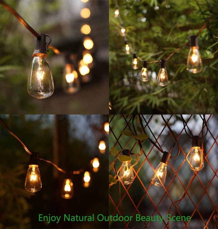GOOTHY 10Ft Outdoor String Lights with 11 Clear Edison 10 Ft, 10FT-Brown gallery