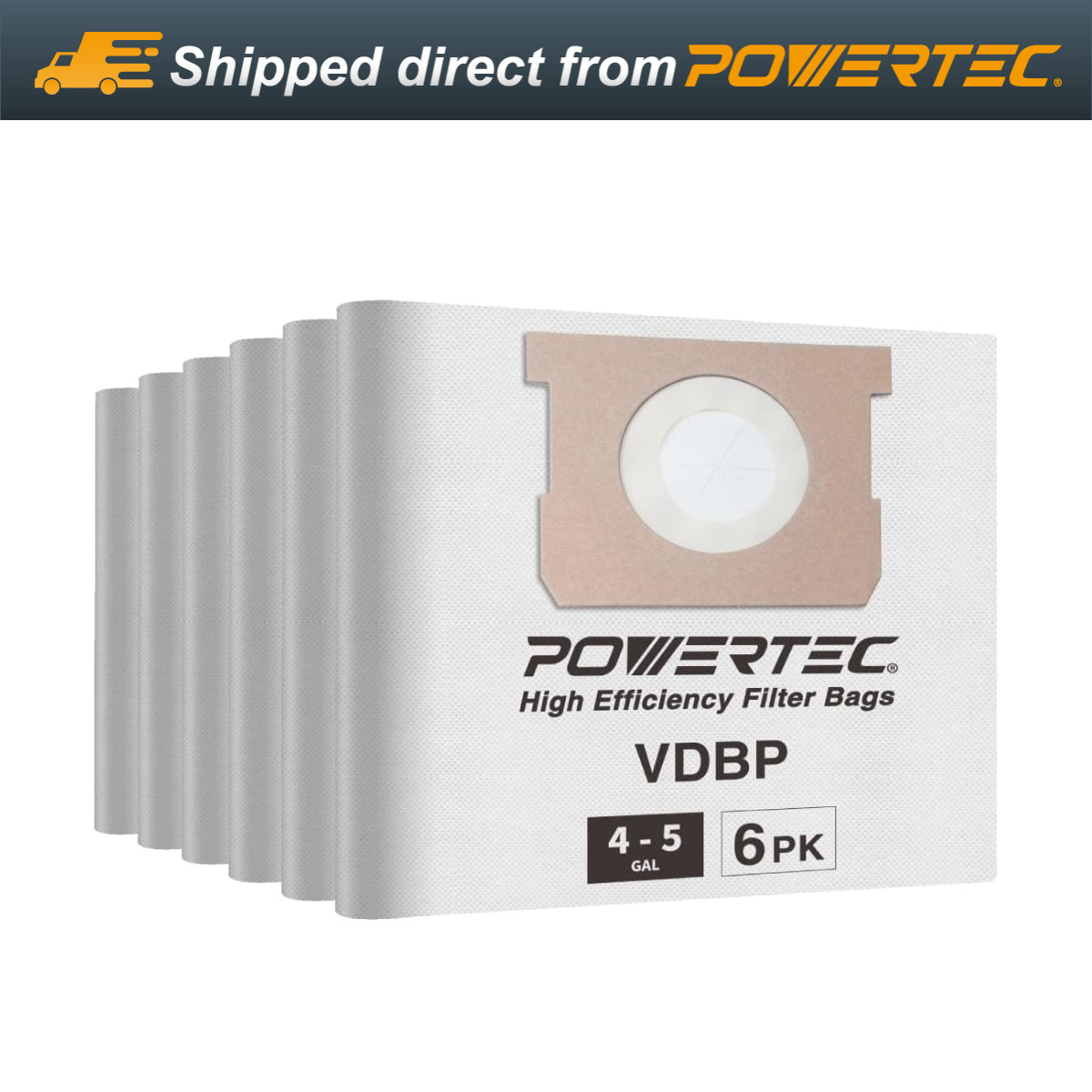 POWERTEC 75023-P2 High Efficiency Filter Bags for Vacmaster VDBP, 6PK gallery