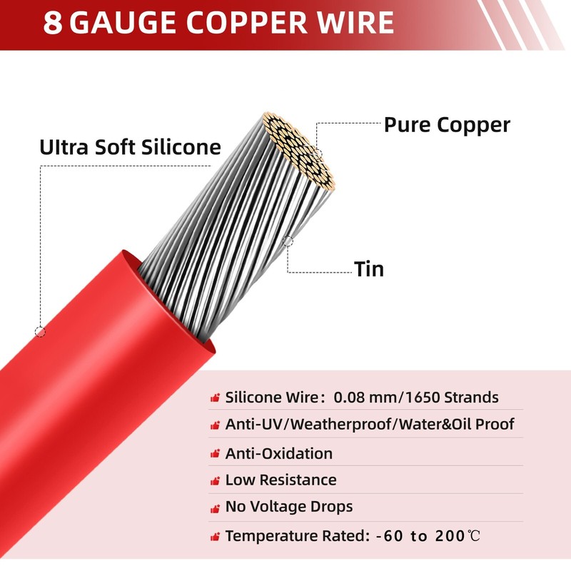 8 AWG Solar Extension Cable Wire for Anderson 50 Amp 50A SB50 Plug Connector gallery