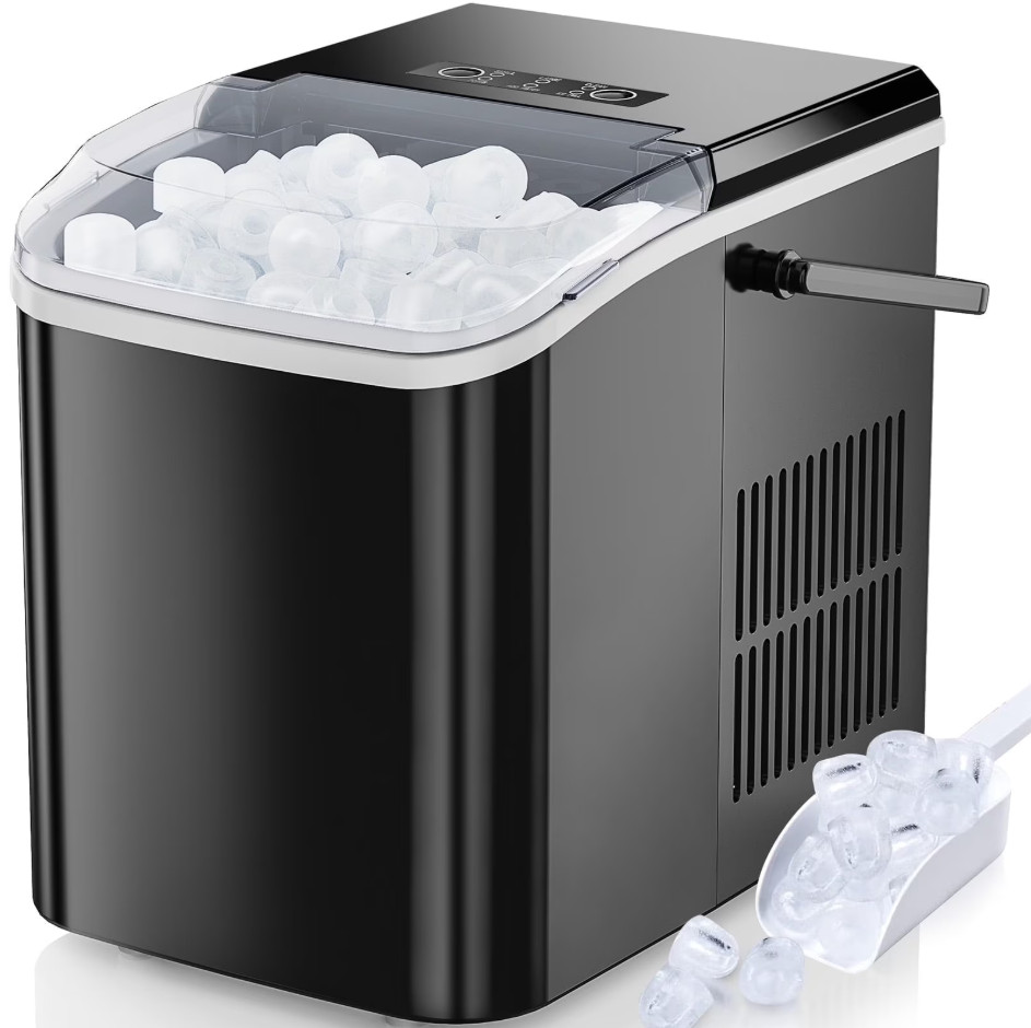 EDX Countertop Ice Maker – Capacity: 26.5 lbs/24 hours – Black/Green