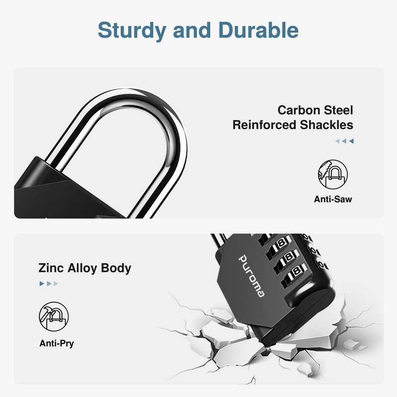 Puroma 2 Pack Combination Lock 4 Digit Padlock for School Gym Locker Sports gallery