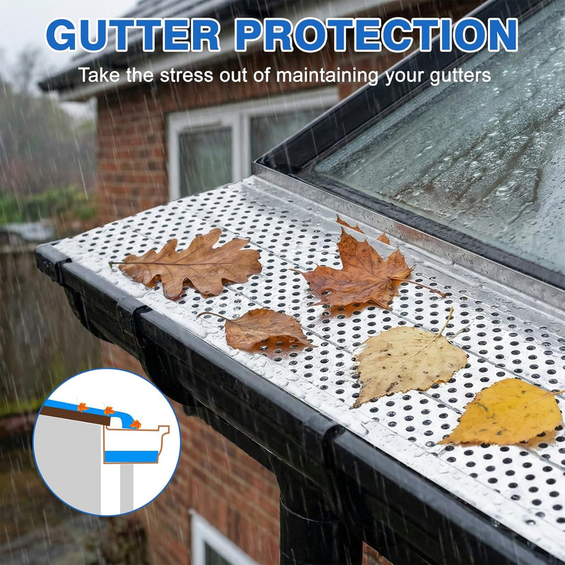 5 Inch Gutter Guard – (Mill Finish，8 PCS-31 Feet Total Length) Premium Aluminum gallery