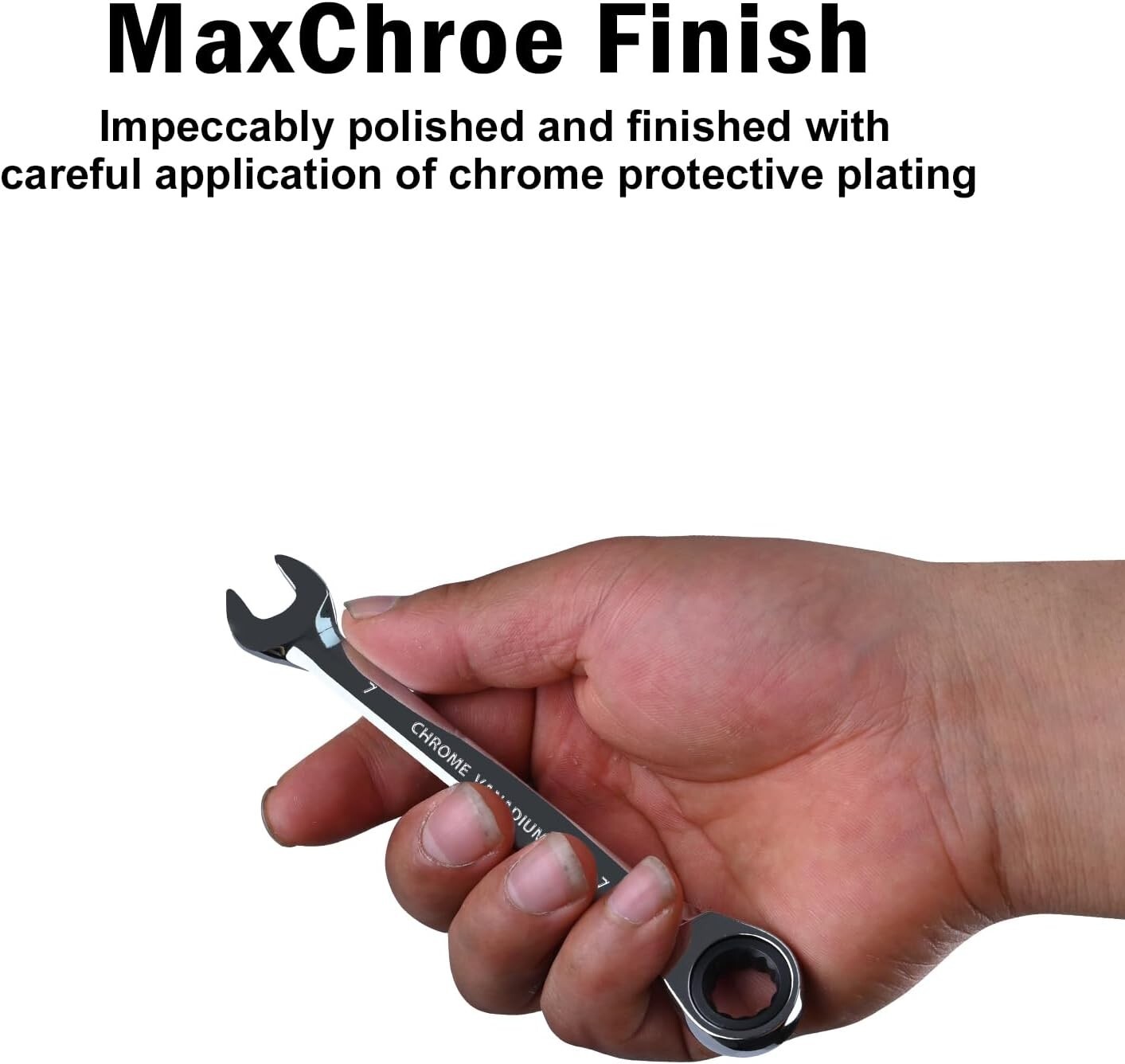 7mm Ratcheting Combination Wrench Metric, Industrial Grade Gear Spanner with 12- gallery