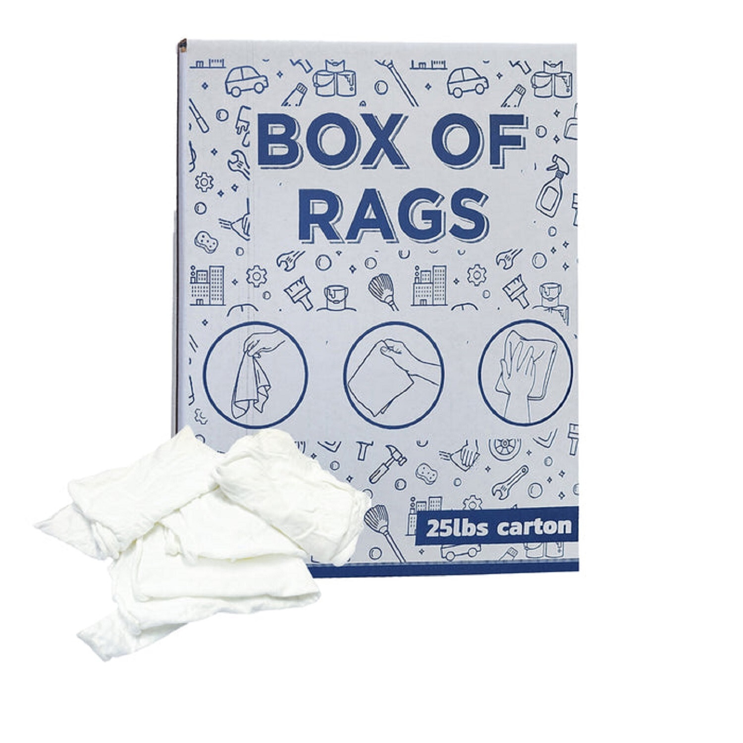 Recycled White Knit Cotton Cleaning Rags 25 lbs. Box Multipurpose Cleaning Cloth gallery